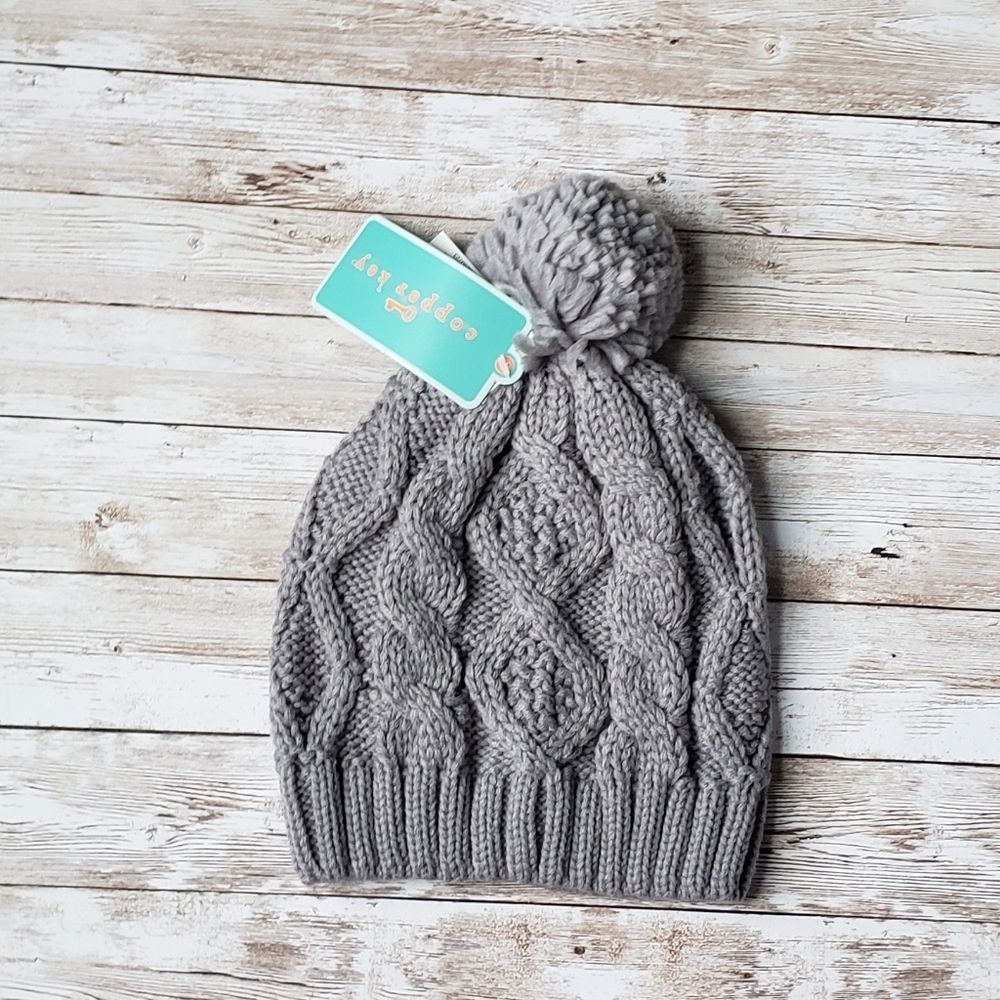 Copper Key Knit Hat with Pom